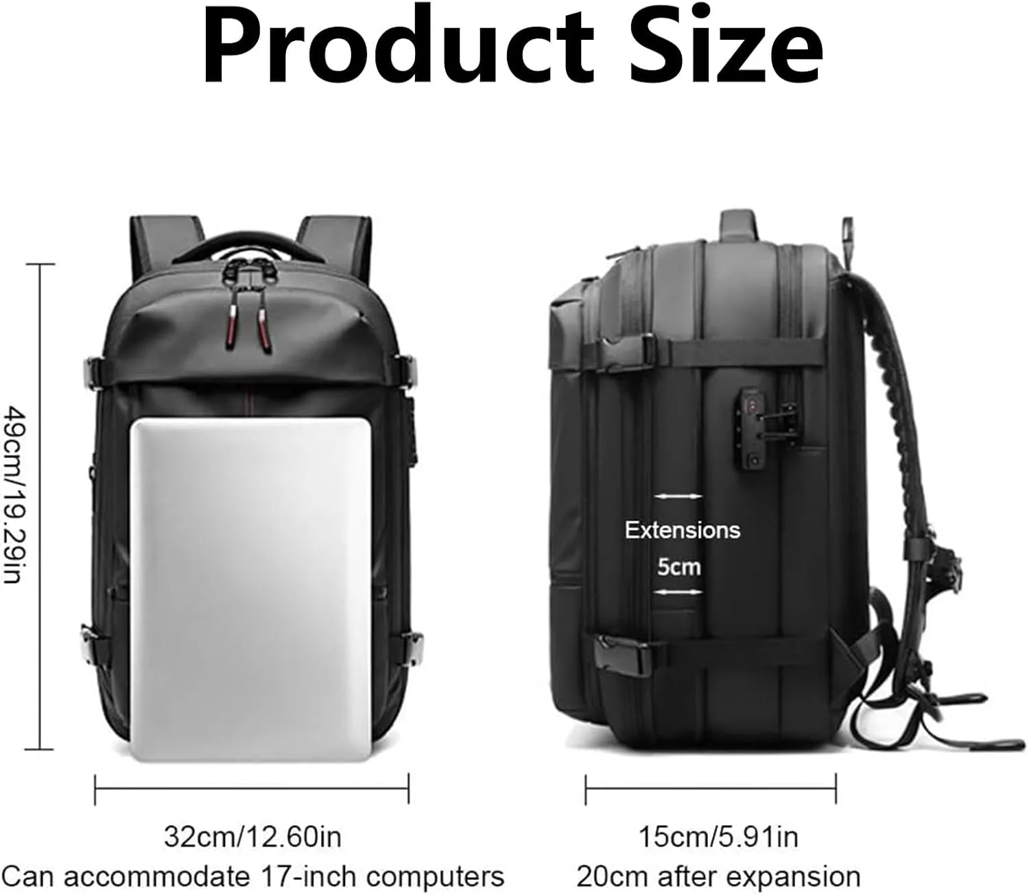 Vacpack Backpack, vacuum backpack, 60L Vacuum Compress Pack Expandable Backpack, Waterproof And Anti-Theft Travel(Gray,Without vacuum pump)