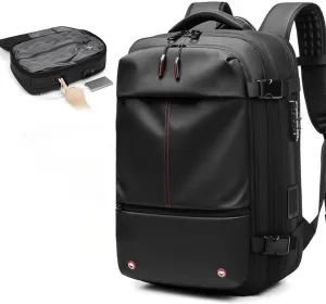 Vacpack Backpack with Vacuum, 60l Expandable Travel with Pump, Vacuum Seal Compression Travel Backpack (Black-Built-in compressor design)
