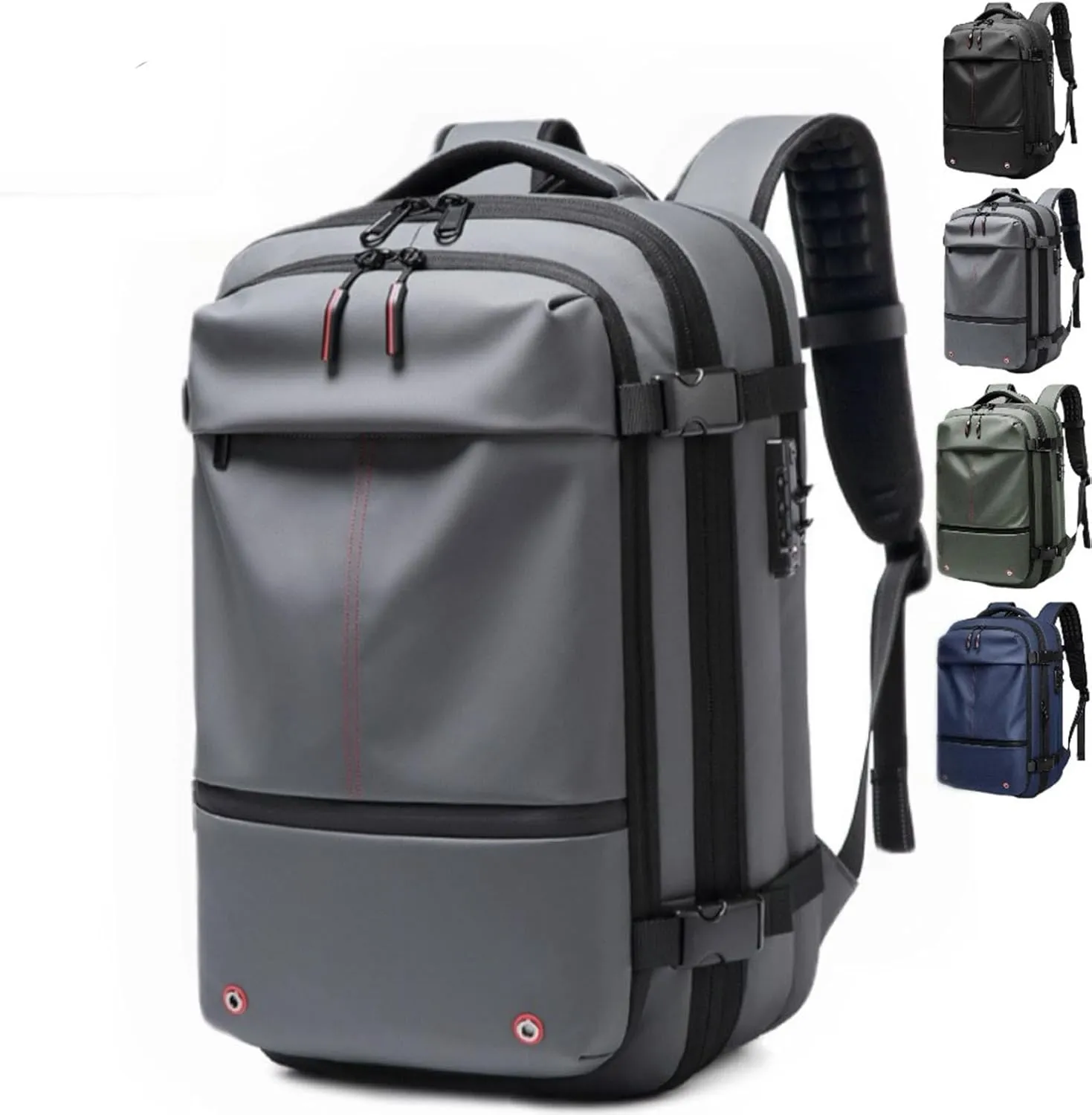 Vacpack Backpack with Vacuum, 60l Expandable Travel with Pump, Vacuum Seal Compression Travel Backpack (Gray-One-way exhaust valve)