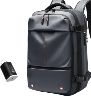 Vacpack, Vacuum Backpack, Carry On Airback Backpack, 60L Expandable Travel Airbag with Vacuum Seal Compression, Water Resistant, TSA Anti-Theft (Electric Air Pump Included)