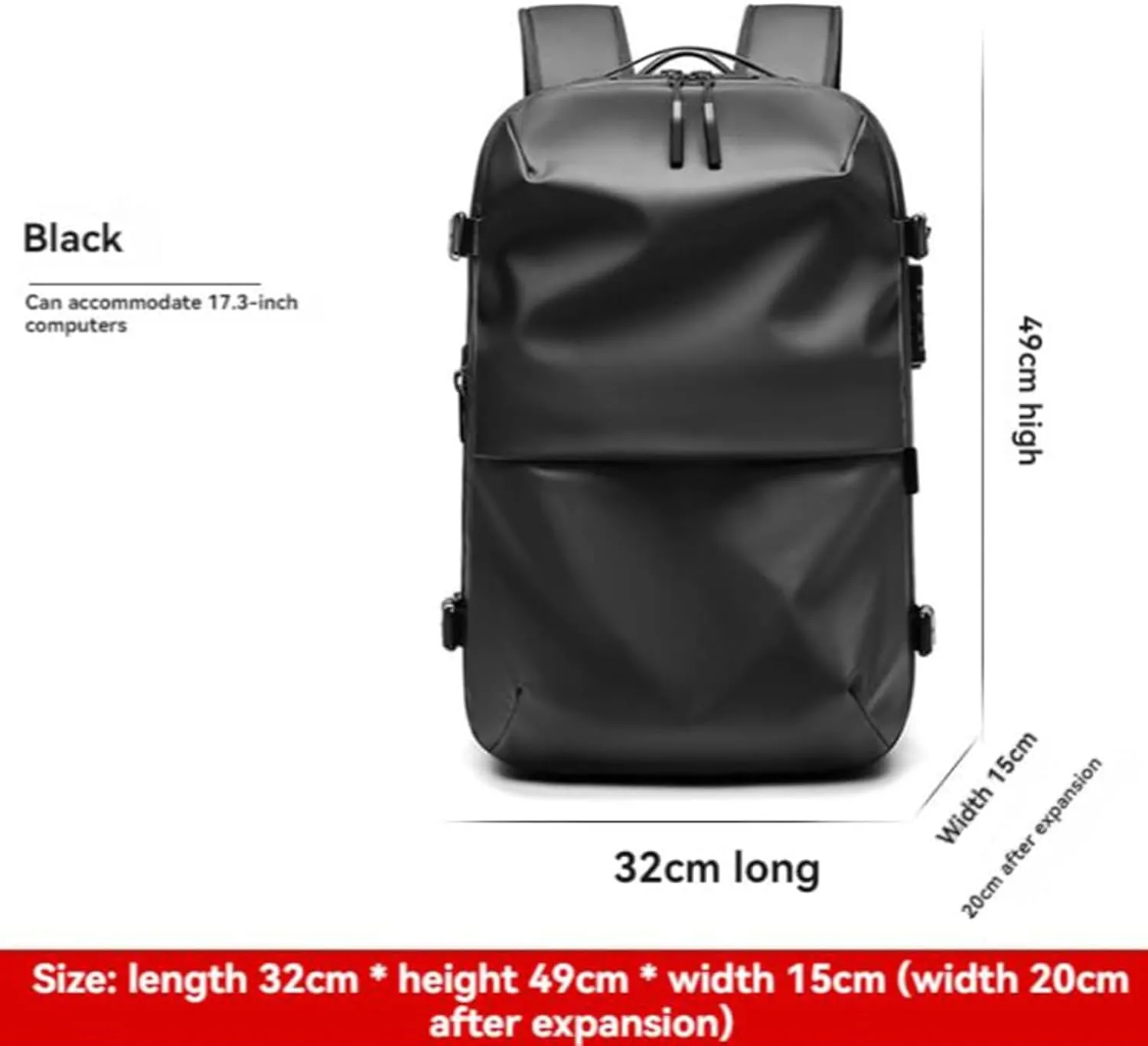 Vacspace Backpack, Veloussette Prestige Space Bag Vacuum Backpack Travel Anti Theft Lock Expandable Large Capacity (Dark grey, Large)