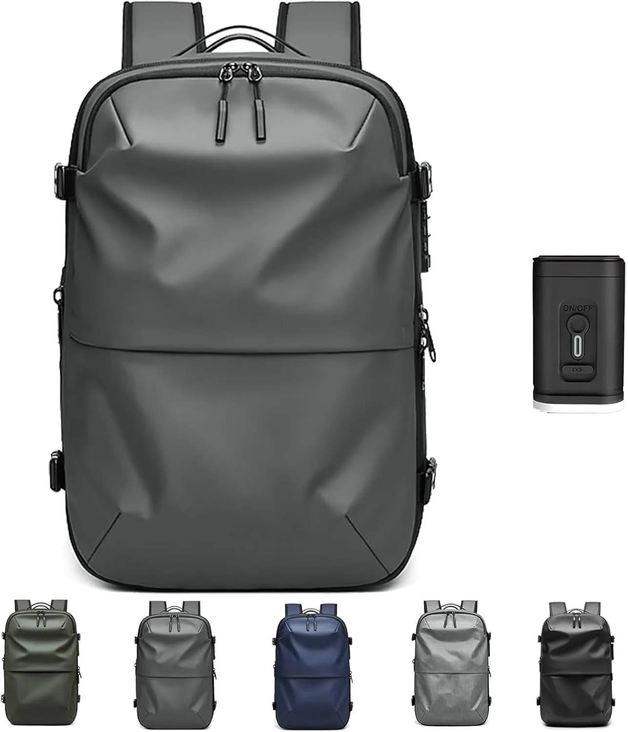 Vacspace Backpack, Veloussette Prestige Space Bag Vacuum Backpack Travel Anti Theft Lock Expandable Large Capacity (Dark grey, Large)