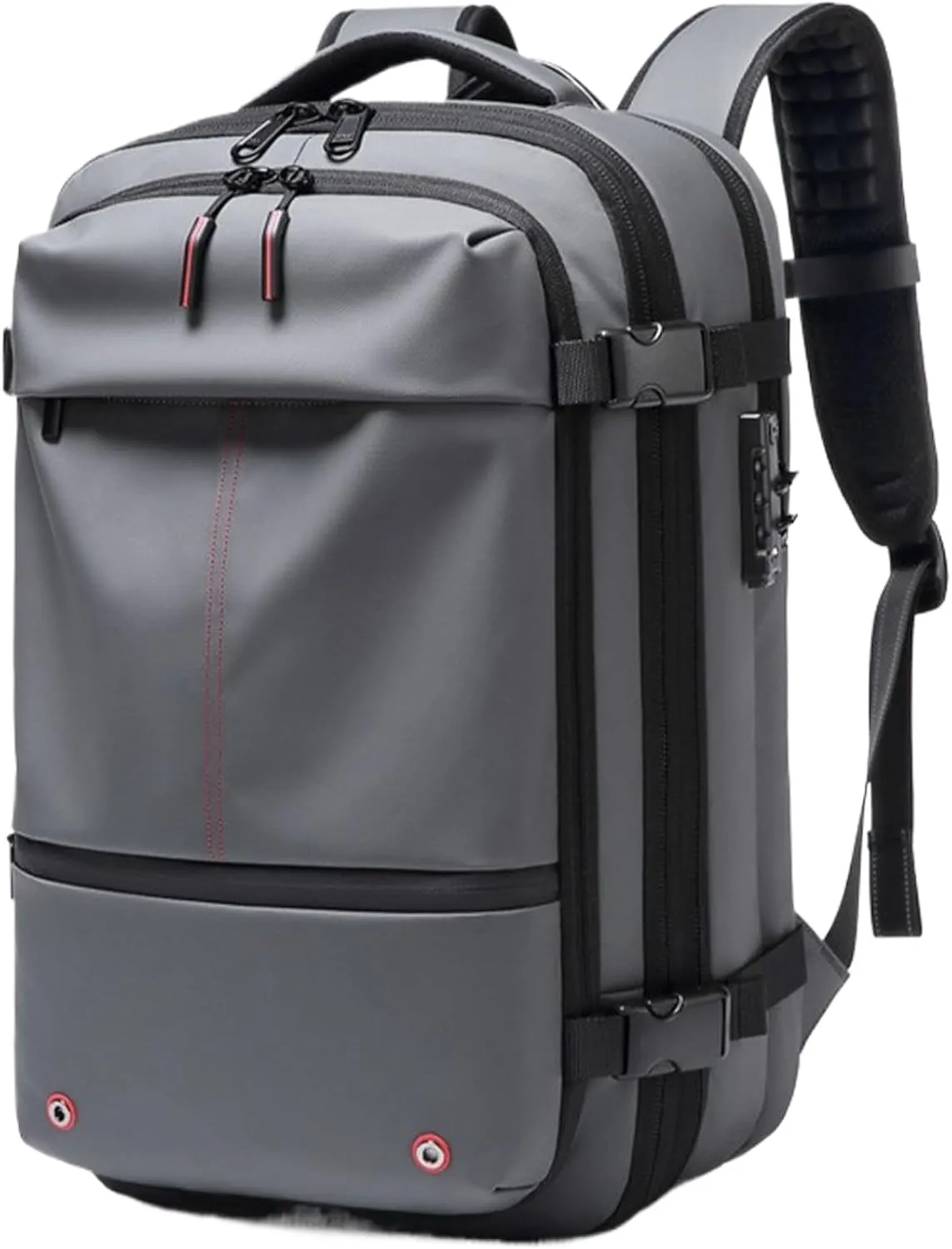 Vacuum Backpack Travel 60L Carry On Backpack Expandable Vacuum Seal Travel with Pockets Wet Dry Seperation Waterproof Large for Business Grey