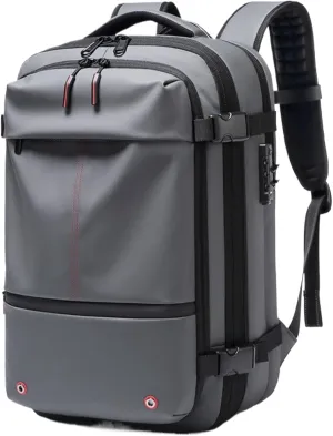Vacuum Backpack Travel 60L Carry On Backpack Expandable Vacuum Seal Travel with Pockets Wet Dry Seperation Waterproof Large for Business Grey