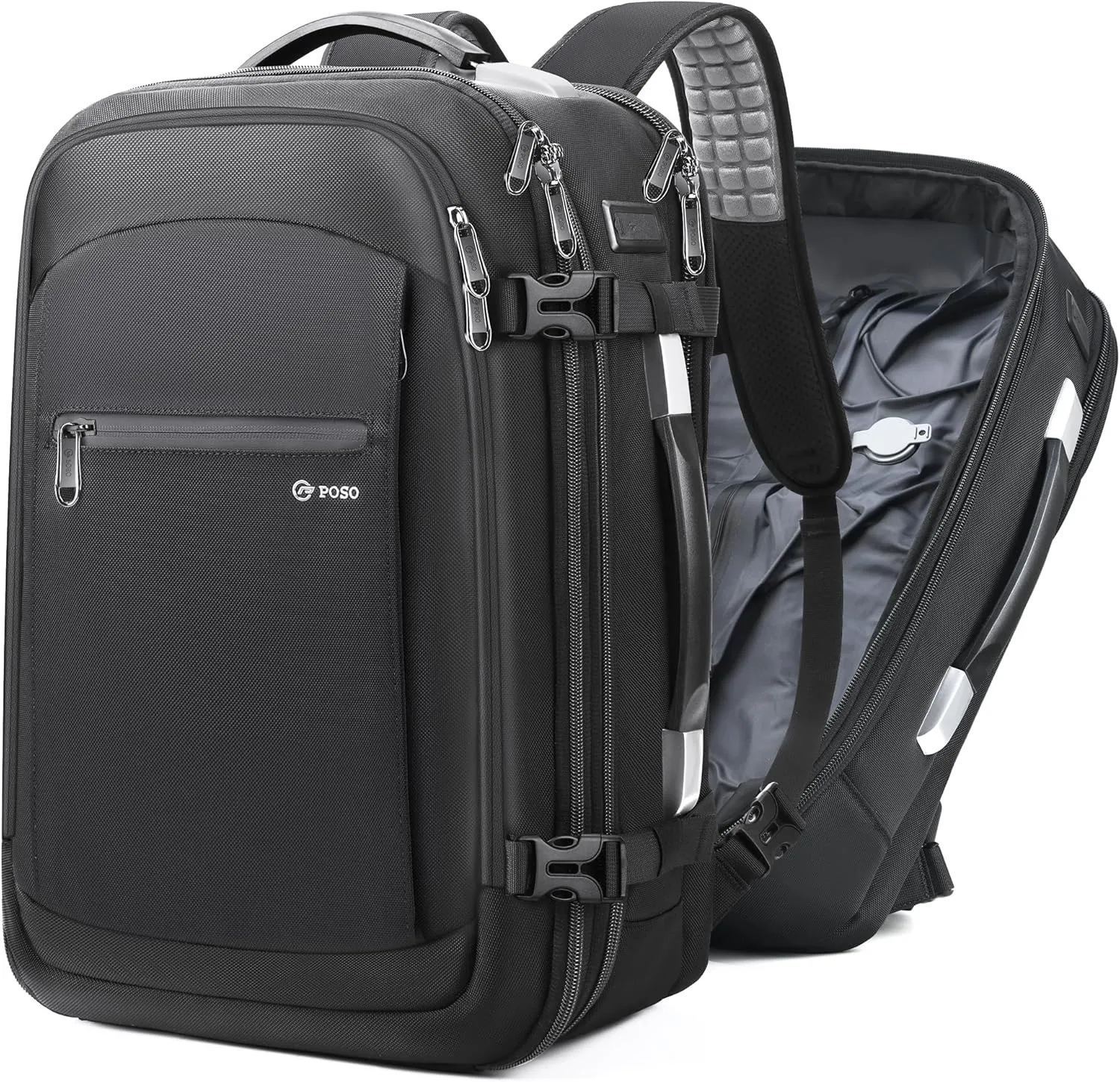 Vacuum Backpack Travel, Airback Backpack 60L Expandable Travel Backpack, Portable Compression Carry-On Vacuum Bags with Pump and TSA Anti Theft, Ideal for Laptop/Travel/Business/College/Camping, Black