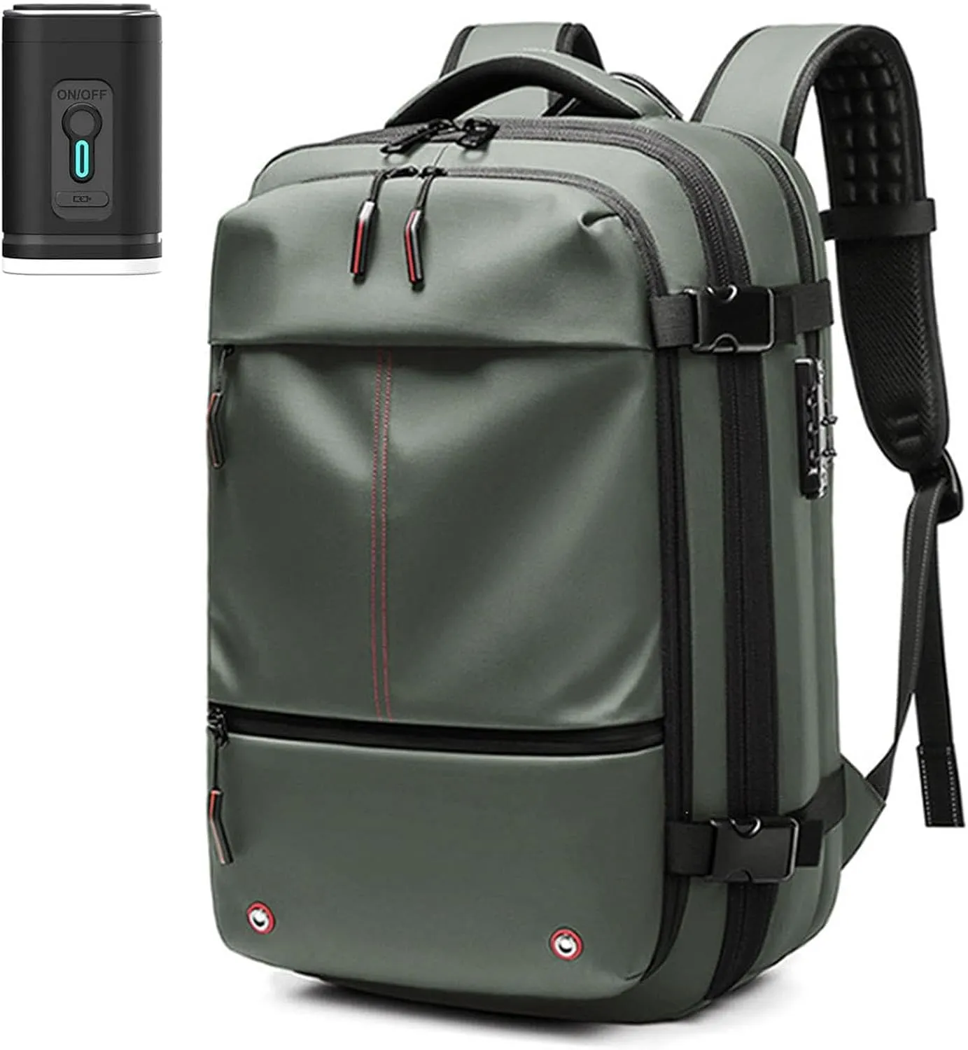Vacuum Backpack Travel Bag, Compression Backpack with Pump, 60L Expandable Air Compression with Lock,Multi Pocket Waterproof (Army Green)