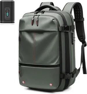 Vacuum Backpack Travel Bag, Compression Backpack with Pump, 60L Expandable Air Compression with Lock,Multi Pocket Waterproof (Army Green)