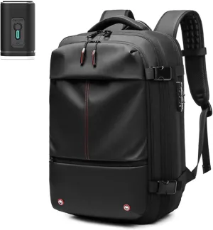 Vacuum Backpack Travel Bag, Compression Backpack with Pump, 60L Expandable Air Compression with Lock,Multi Pocket Waterproof (Black)