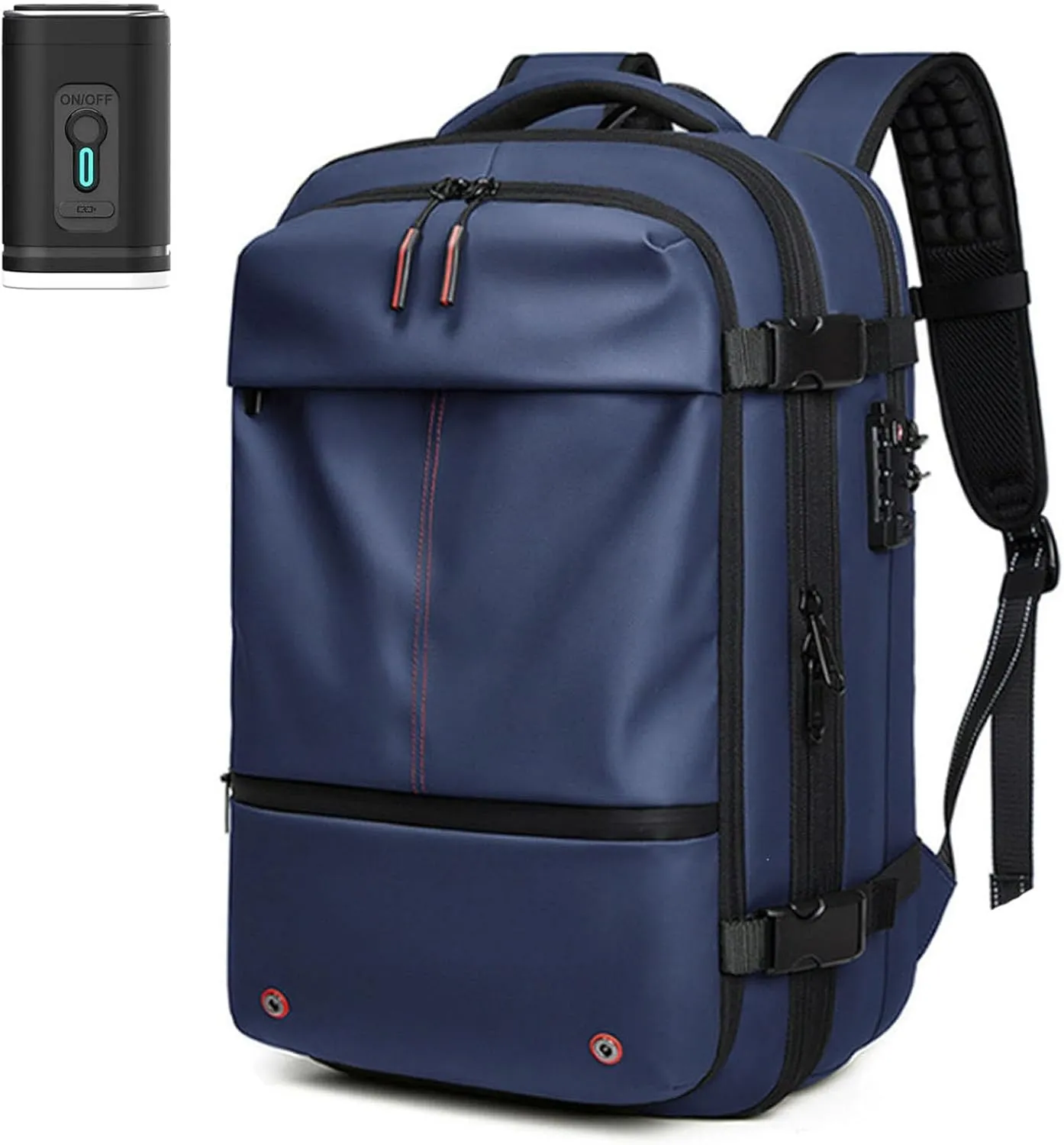 Vacuum Backpack Travel Bag, Compression Backpack with Pump, 60L Expandable Air Compression with Lock,Multi Pocket Waterproof (Blue)