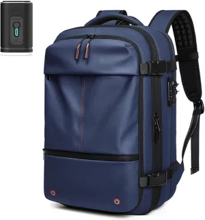 Vacuum Backpack Travel Bag, Compression Backpack with Pump, 60L Expandable Air Compression with Lock,Multi Pocket Waterproof (Blue)