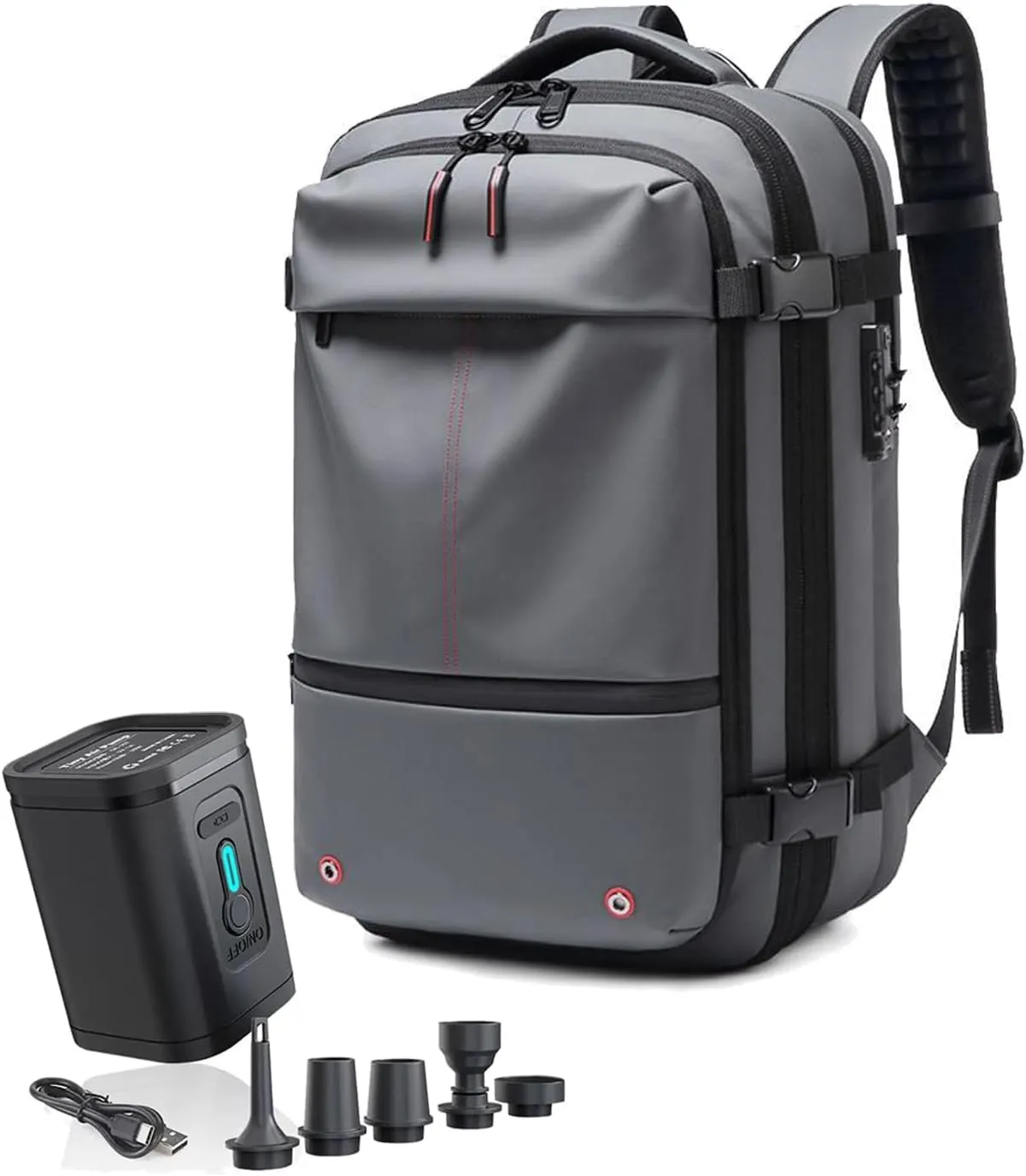 Vacuum Backpack Travel with Air Pump 60L Expandable Multi-pocket Waterproof Carry On Backpack with Lock