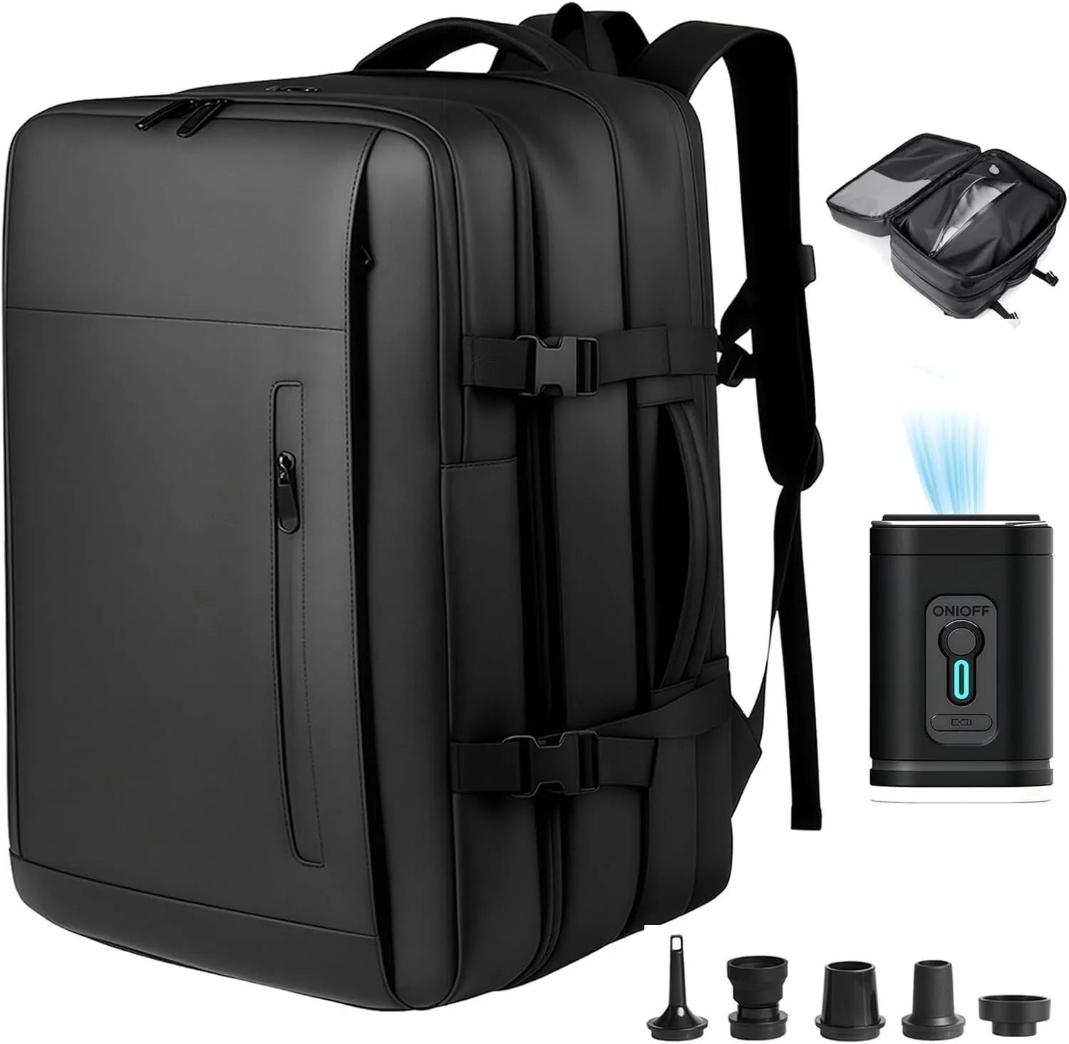 Vacuum Backpack Travel with Pump, 60L Expandable Vacuum Compression Backpack with Vacuum Seal, Water Resistant TSA Lock Carry On Backpack for Travel