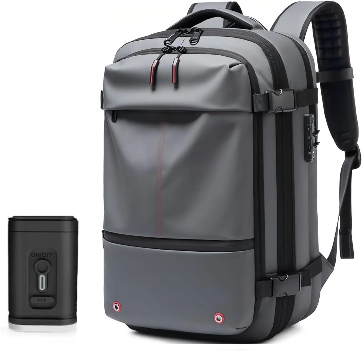 Vacuum Backpack - Water proof 60L Expandable Air back Backpack with Vacuum Pump, 19 Inch Airbag Rucksack with TSA Lock, Anti Theft Vacpack Backbag for Travel & Busines (Gray)