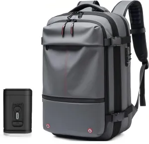 Vacuum Backpack - Water proof 60L Expandable Air back Backpack with Vacuum Pump, 19 Inch Airbag Rucksack with TSA Lock, Anti Theft Vacpack Backbag for Travel & Busines (Gray)