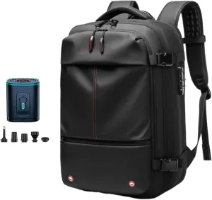 Vacuum Compression Backpack, Airopack Backpack, Airlines Approved, Fits 17 Inch Laptop for Travel, Business, Camping (Black with air pump)