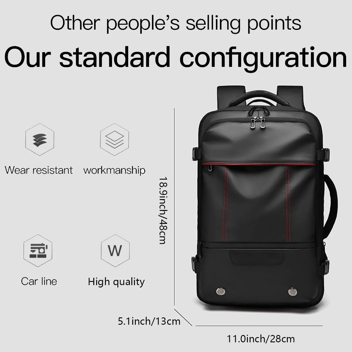Vacuum Seal Carry on Backpack, Carry on Luggage with Vacuum Compression with Air Pump, Anti Theft Expandable Vacuum Suitcase with USB Charging Port for Laptop, Travel, Business, College, Camping(Gray