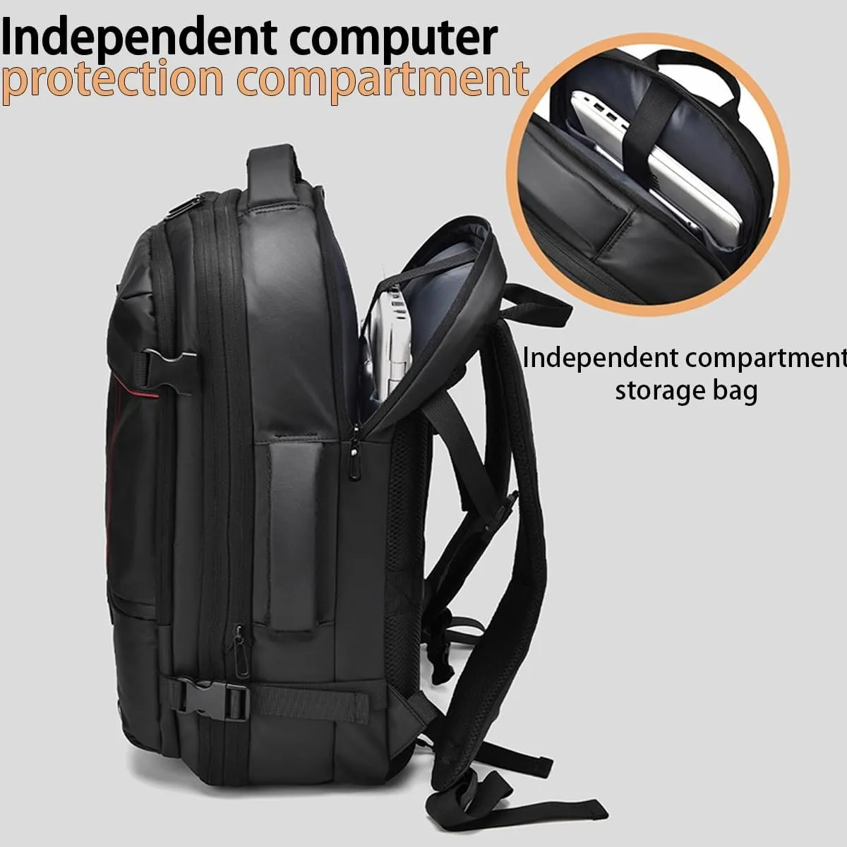 Vacuum Seal Carry on Backpack, Carry on Luggage with Vacuum Compression with Air Pump, Anti Theft Expandable Vacuum Suitcase with USB Charging Port for Laptop, Travel, Business, College, Camping(Gray