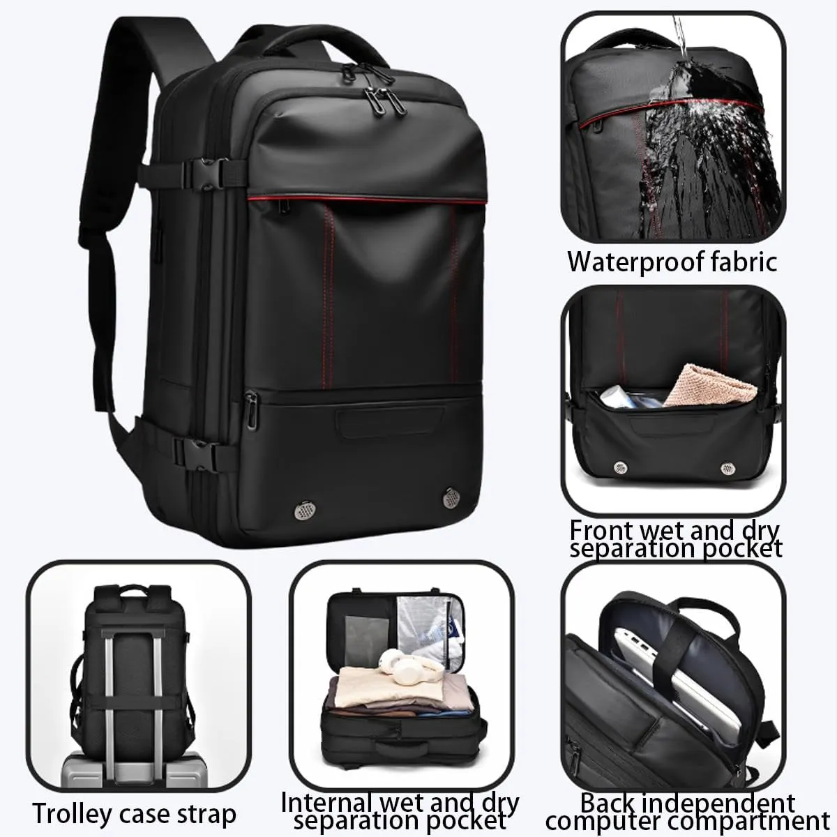 Vacuum Seal Carry on Backpack, Carry on Luggage with Vacuum Compression with Air Pump, Anti Theft Expandable Vacuum Suitcase with USB Charging Port for Laptop, Travel, Business, College, Camping(Gray