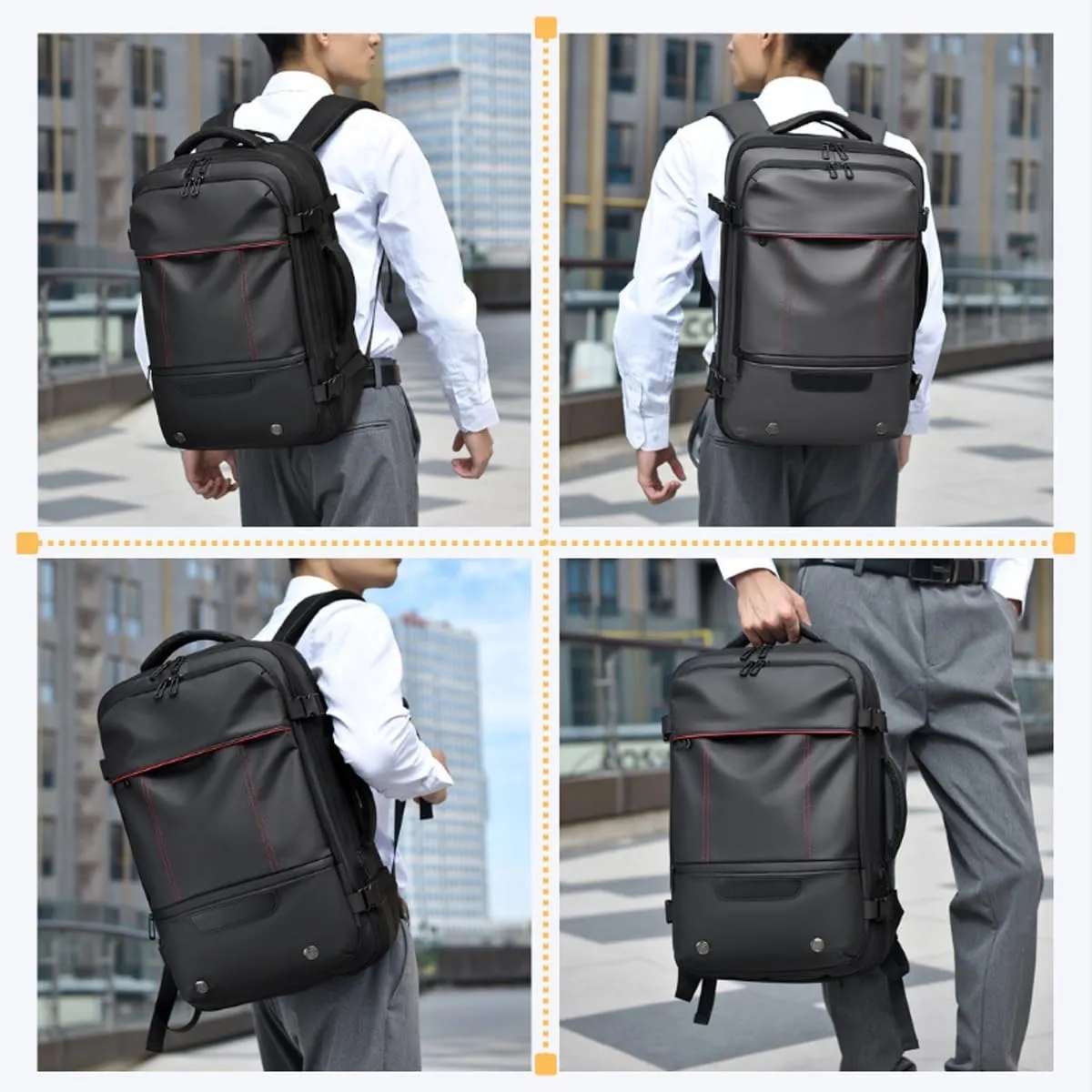Vacuum Seal Carry on Backpack, Carry on Luggage with Vacuum Compression with Air Pump, Anti Theft Expandable Vacuum Suitcase with USB Charging Port for Laptop, Travel, Business, College, Camping(Gray