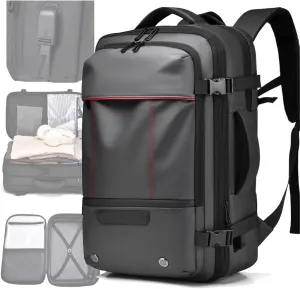 Vacuum Seal Carry on Backpack, Carry on Luggage with Vacuum Compression with Air Pump, Anti Theft Expandable Vacuum Suitcase with USB Charging Port for Laptop, Travel, Business, College, Camping(Gray