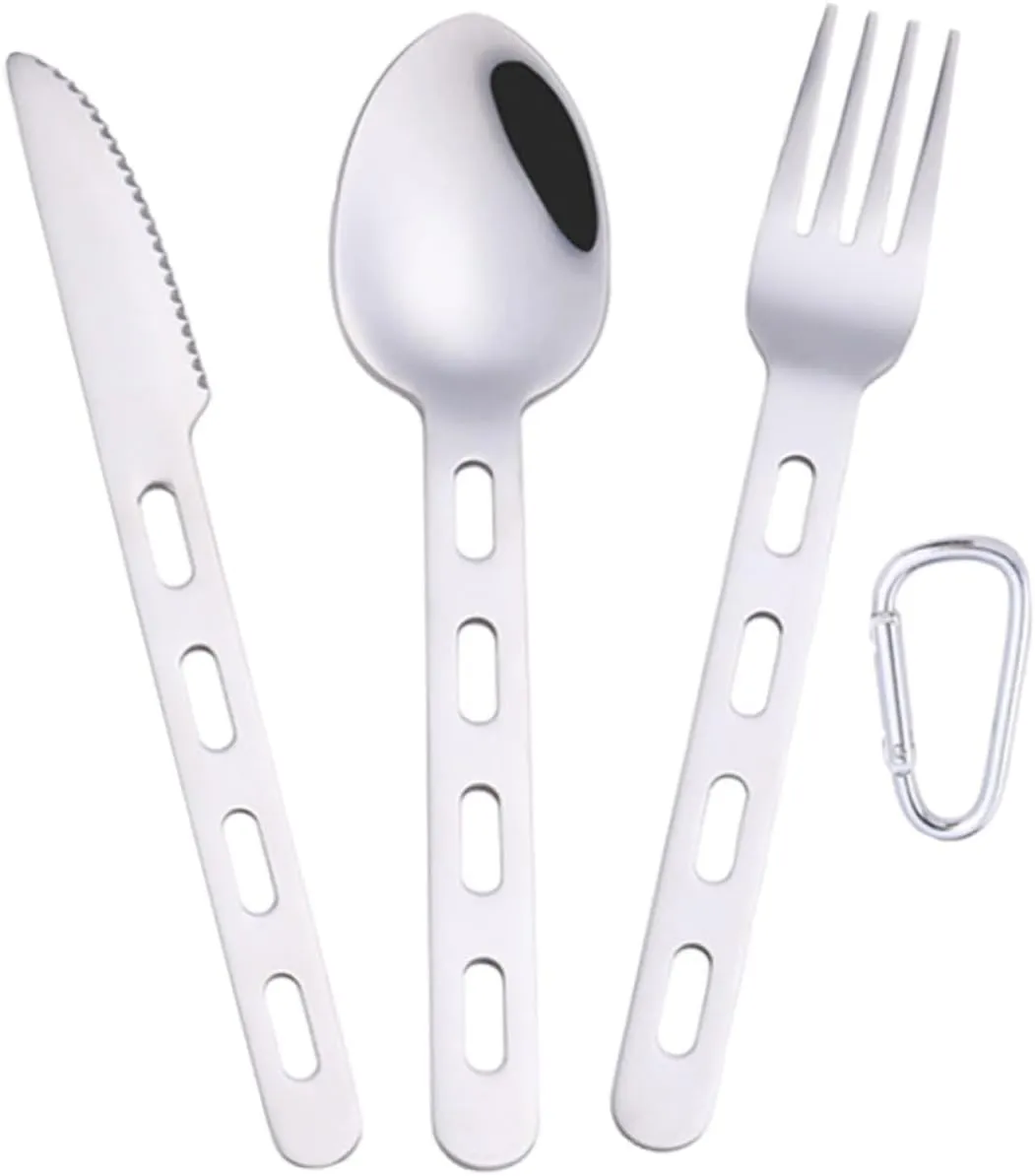 VANZACK 2 Sets Lightweight Stainless Steel Cutlery Fork Spoon Knife Set Portable Camping Utensils Steak Tableware Kitchen Essentials
