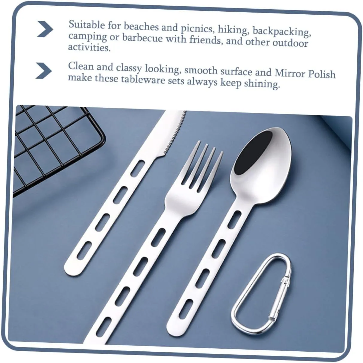 VANZACK 2 Sets Lightweight Stainless Steel Cutlery Fork Spoon Knife Set Portable Camping Utensils Steak Tableware Kitchen Essentials