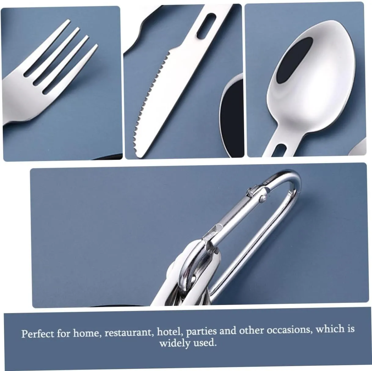 VANZACK 2 Sets Lightweight Stainless Steel Cutlery Fork Spoon Knife Set Portable Camping Utensils Steak Tableware Kitchen Essentials