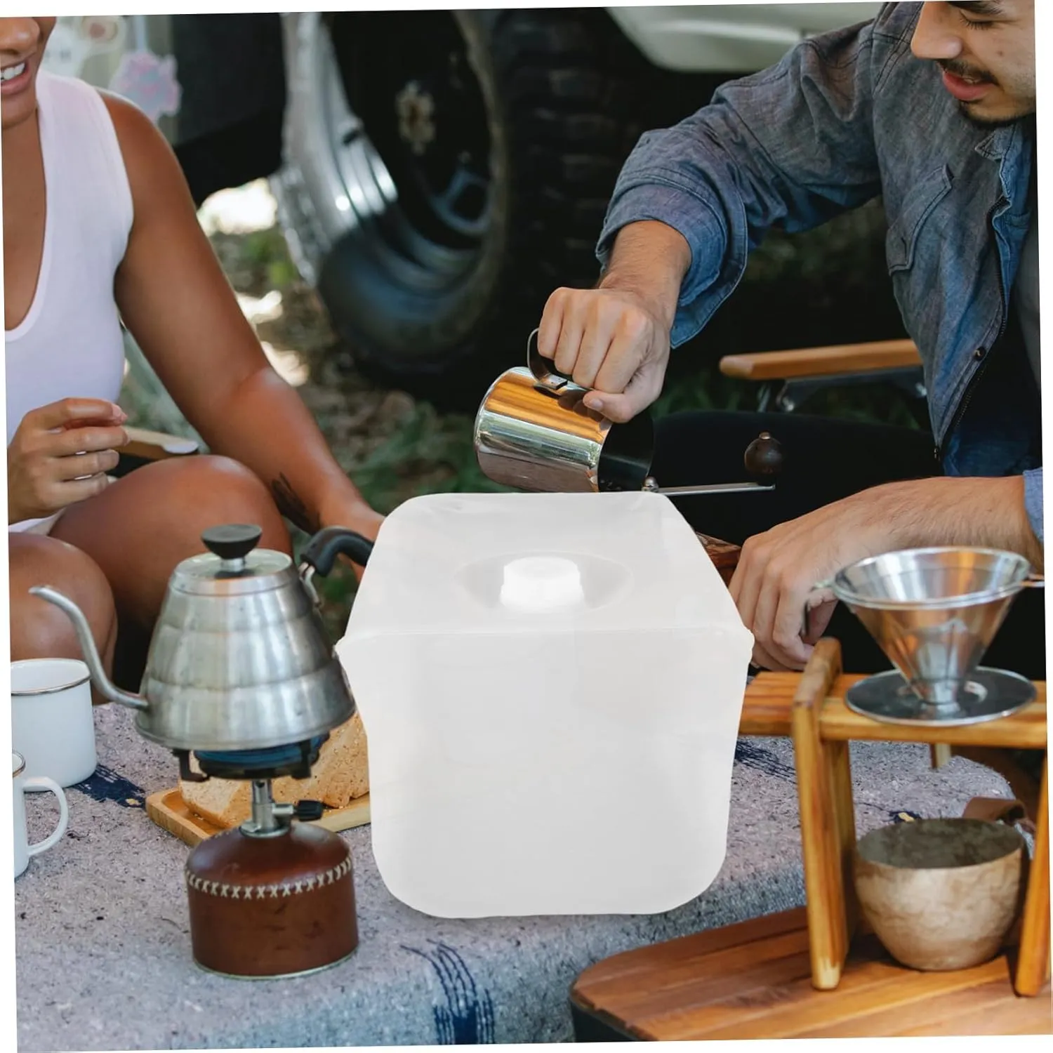 VANZACK Outdoor Water Storage Container 10l Folding Water Tank Collapsible Camping Bucket Spout for Travel