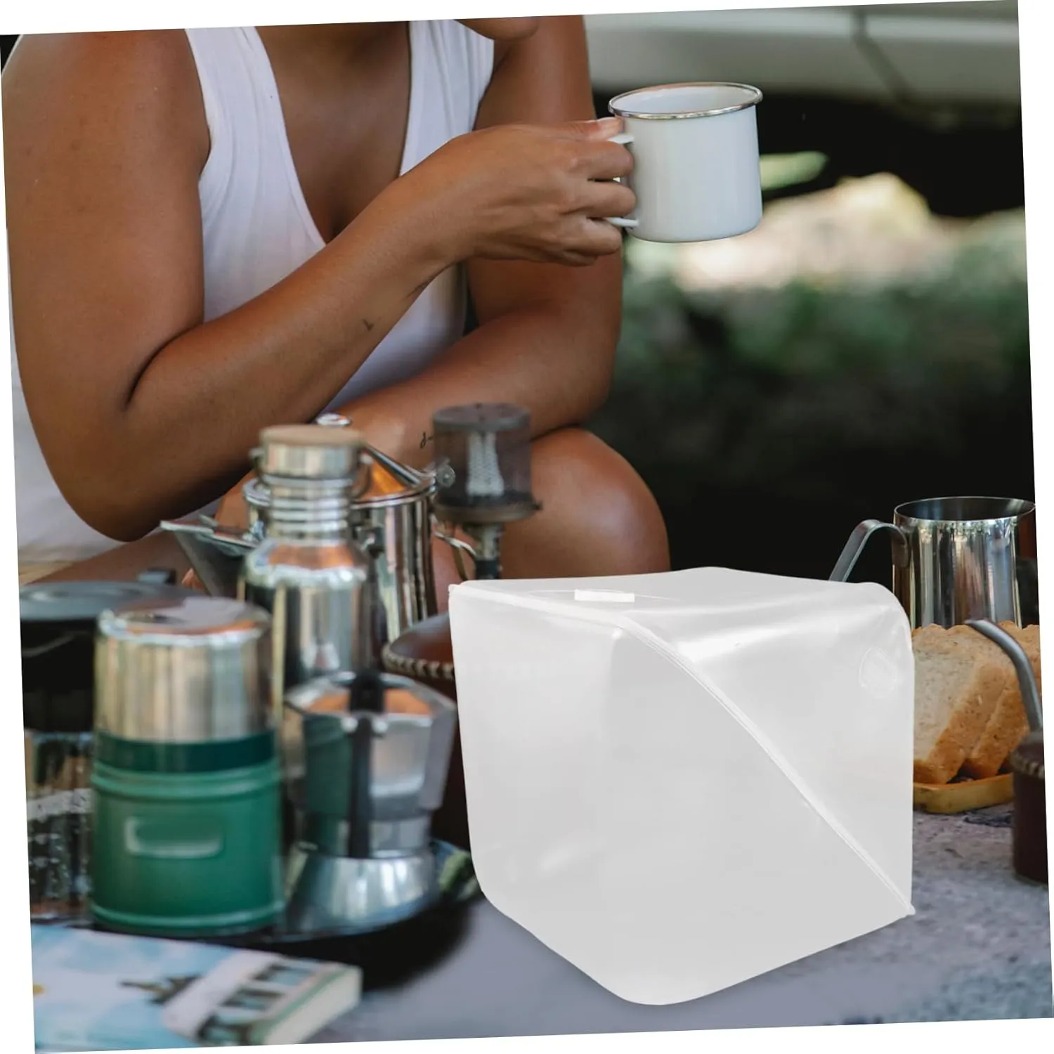 VANZACK Outdoor Water Storage Container 10l Folding Water Tank Collapsible Camping Bucket Spout for Travel