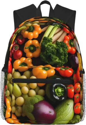 variety fresh vegetables fruits print Lightweight and comfortable backpack Casual Laptop Backpack for Travel Hiking
