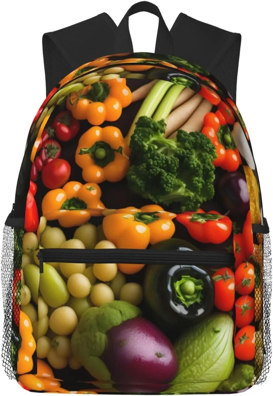 variety fresh vegetables fruits print Lightweight and comfortable backpack Casual Laptop Backpack for Travel Hiking
