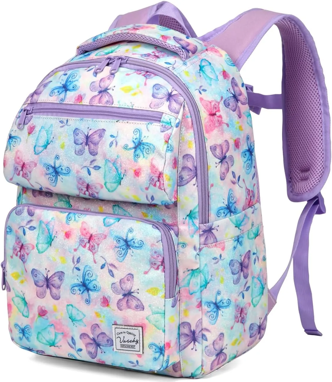 VASCHY Backpack for Girls, Kids Cute Kindergarten Preschool Children 12L Small Backpack Bookbag for School Travel Giltter Butterfly