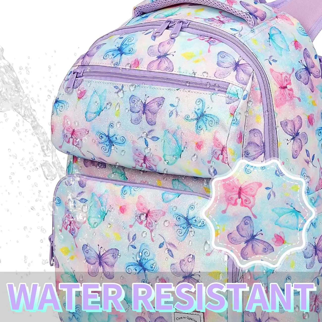VASCHY Backpack for Girls, Kids Cute Kindergarten Preschool Children 12L Small Backpack Bookbag for School Travel Giltter Butterfly