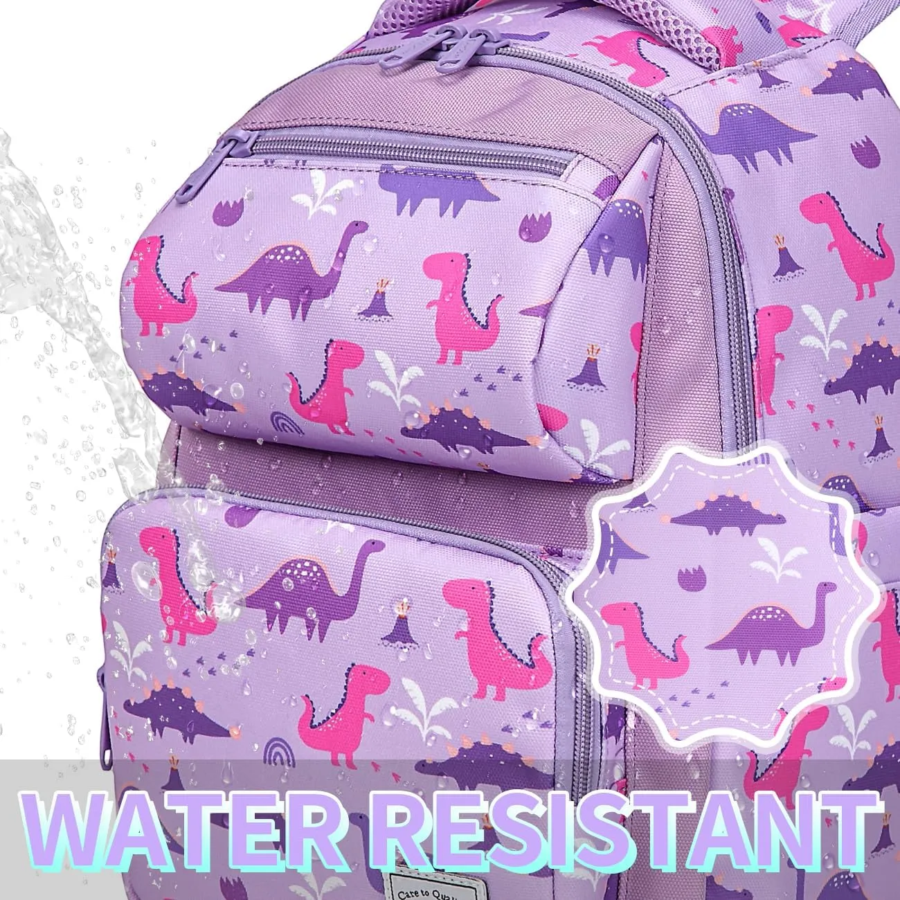 VASCHY Toddler Backpack for Girls, Kids Cute Kindergarten Daycare Children 7L Small Backpack Bookbag for School Travel Lilac Dinosaurs