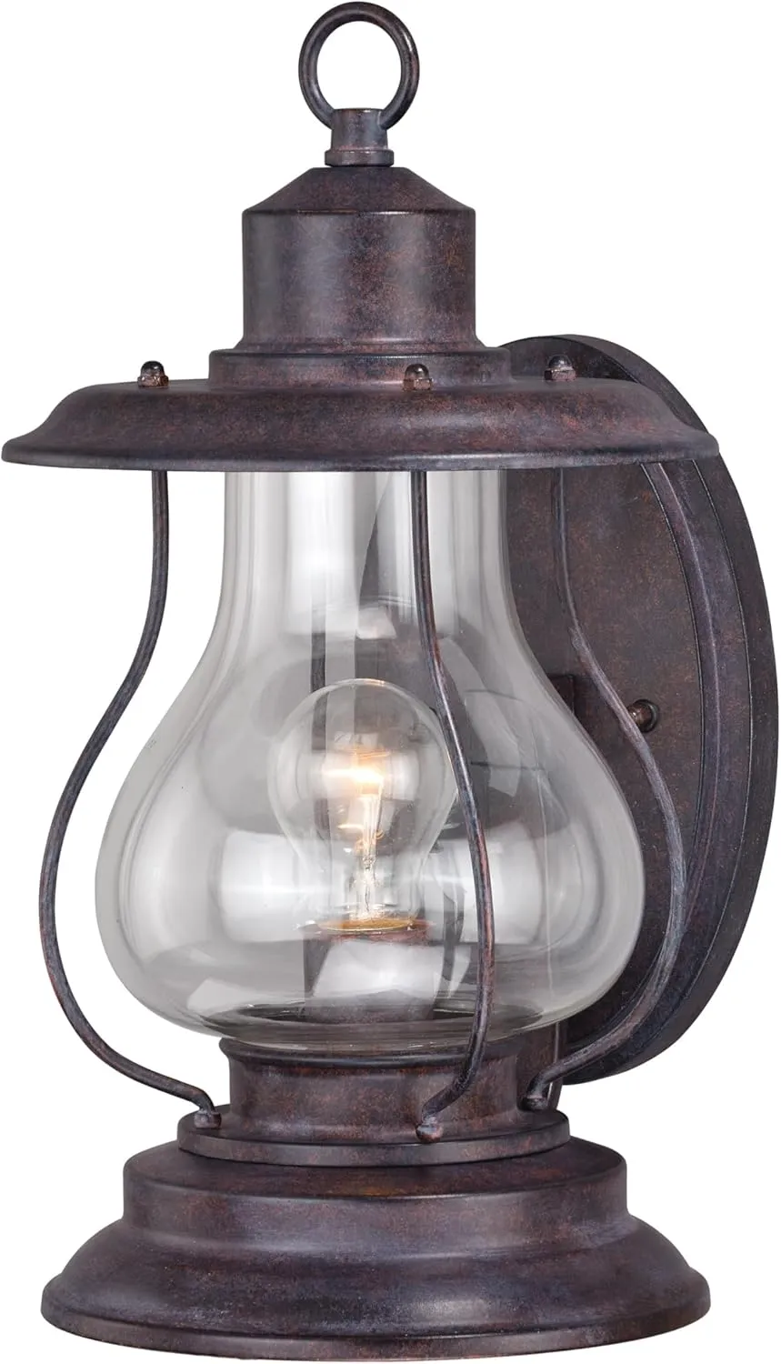 VAXCEL Dockside 1 Light Bronze Coastal Outdoor Wall Lantern Clear Glass