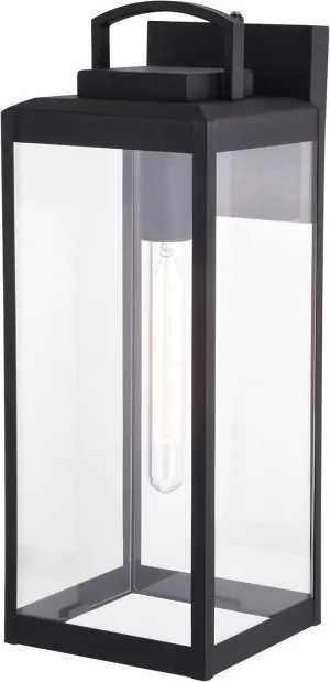 VAXCEL Kinzie Outdoor Porch Light, 7" W x 19" H Black Outdoor Lantern, Modern Dusk to Dawn Wall Light for Porch, Patio, Deck, or Front Door