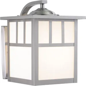 VAXCEL Mission Stainless Steel 1 Light Rectangle Outdoor Wall Lantern White Glass