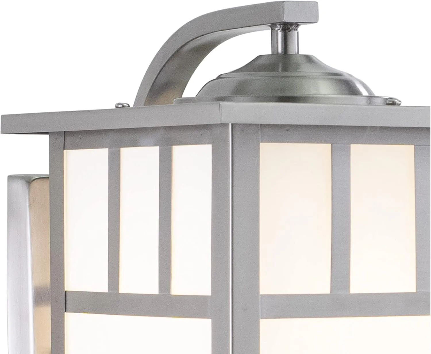 VAXCEL Mission Stainless Steel 1 Light Rectangle Outdoor Wall Lantern White Glass