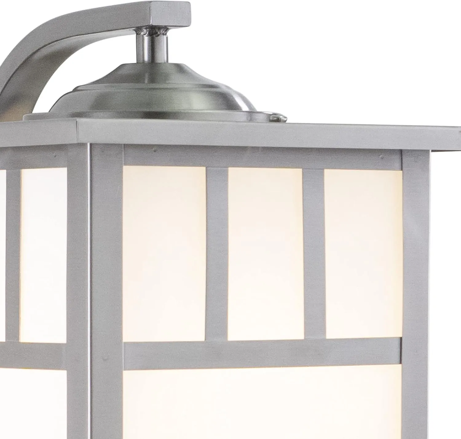 VAXCEL Mission Stainless Steel 1 Light Rectangle Outdoor Wall Lantern White Glass
