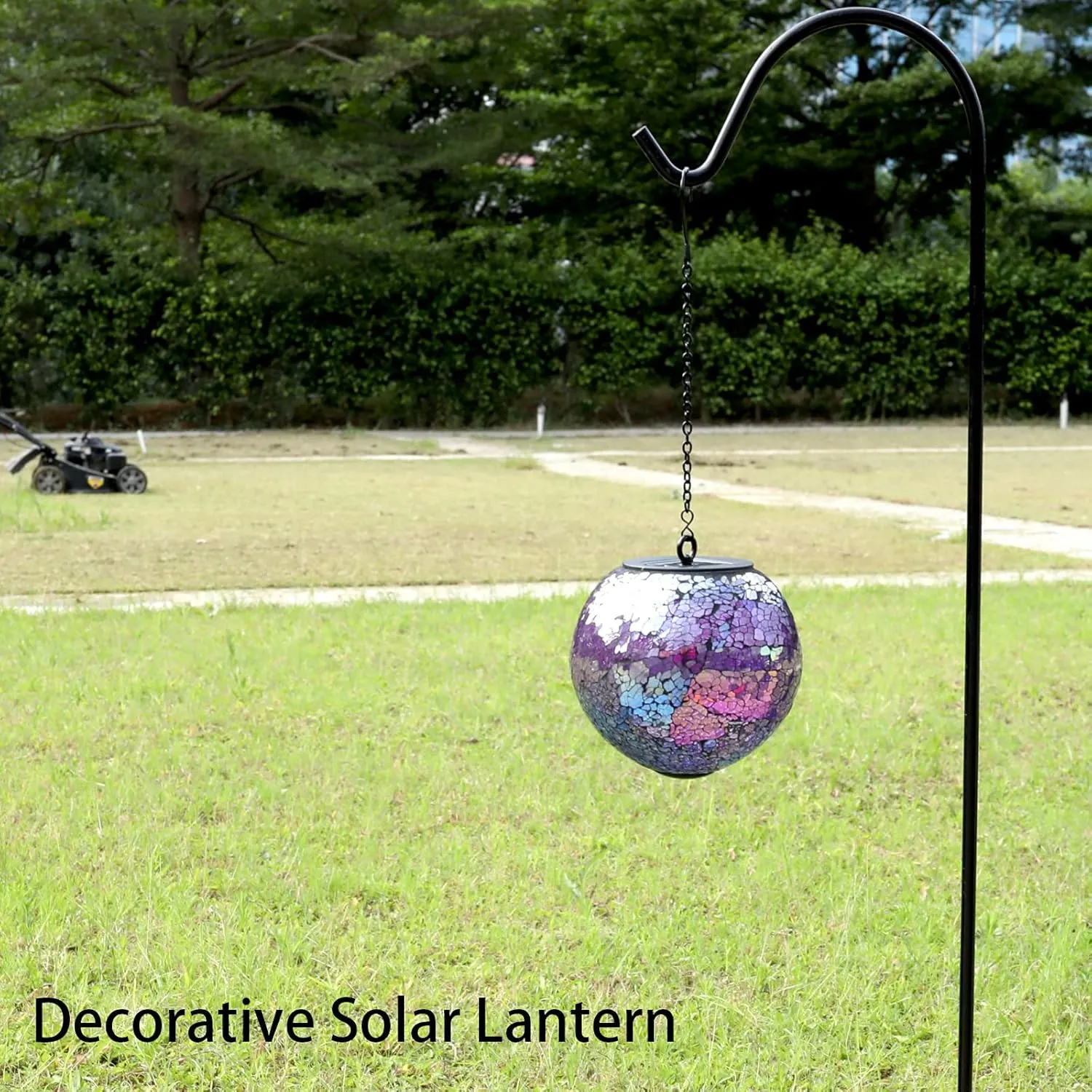 VCUTEKA Solar Lanterns Outdoor Waterproof - Hanging Solar Lights Garden LED Lanterns Mosaic Crack Glass Design for Landscape Patio Yard Garden Pathway Decoration