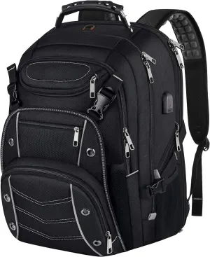 VECKUSON 18.4 Laptop Backpack for unisex, 60L Extra Large Gaming Laptops Back Bag with USB Charger Port,TSA Friendly Flight Approved and RFID Anti-Theft Pocket Heavy-duty Pack,21.3*15.7*11.8inch Grey