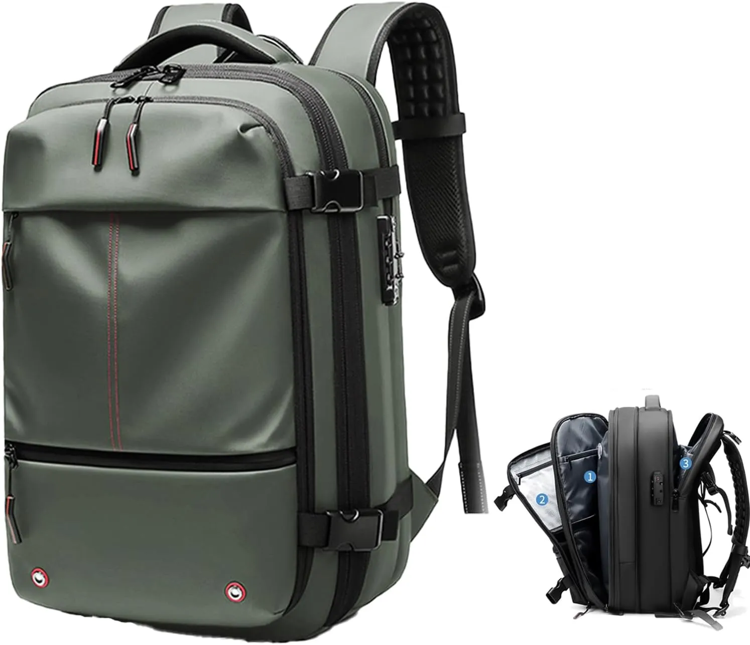 Velouette Mochila De Viaje mit Pumpe, 60L Veloussette Prestige Space Bag, 2025 Expandable Reise Business Backpack (Bag, Green)