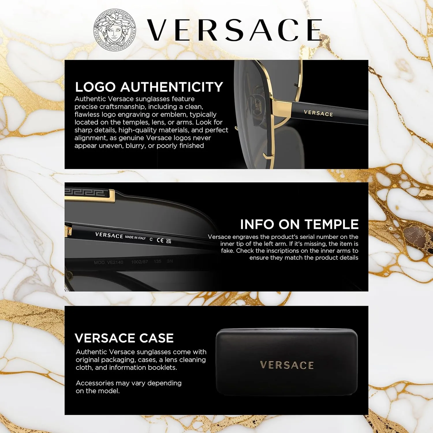 Versace VE1066 SQUARE Shape Eyeglasses Frame with eSHADES Luxury Eyewear kit Bundle