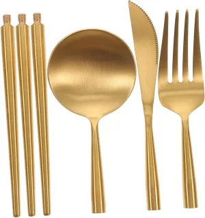 VICASKY 1Set Portable Stainless Steel Cutlery Dinnerware Kit for Camping Picnic and Travel Durable and Sturdy Utensils for Forks Spoons and Knives High End