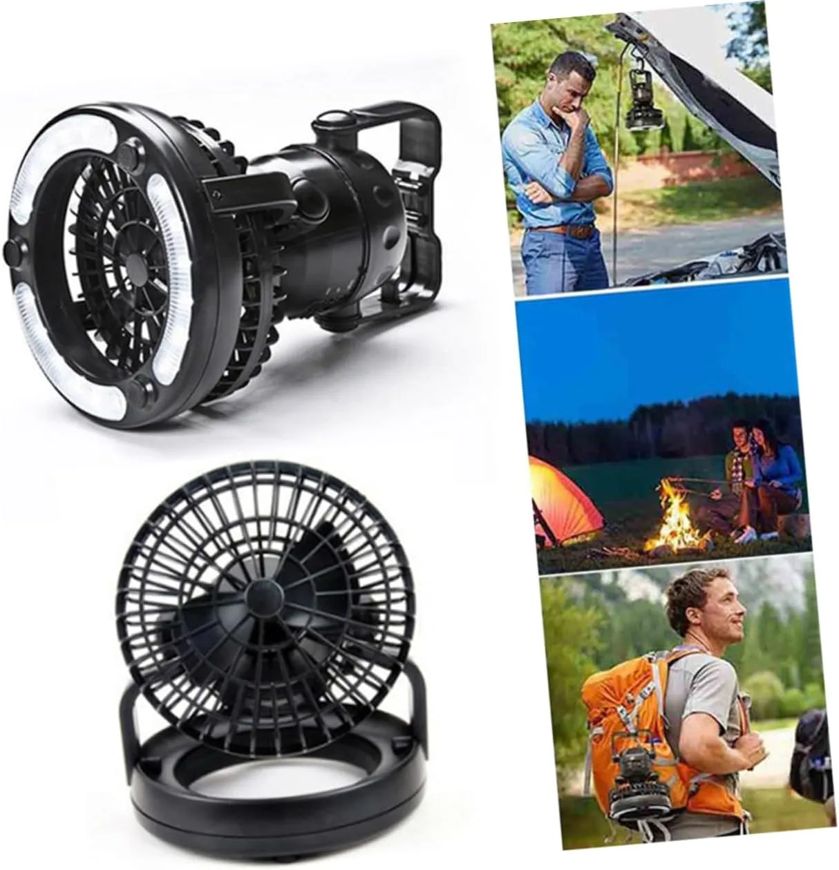 VICASKY 2sets Tent Ceiling Fan Camping Lantern Led Camping Lights for Tent Solar-powered Fan and Light for Outdoor Indoor Use 2pcs*2