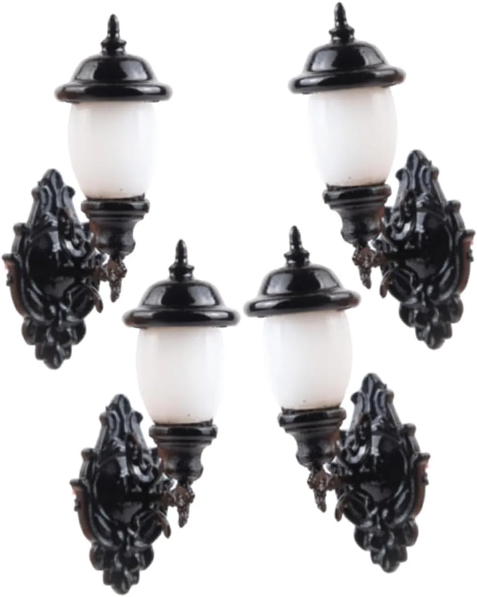 VICASKY 4 Pieces Wall Light Dollhouse Mini Decoration Decorations Glitter Outdoor Decoration Mini Lamp Simulation Lantern Wall Lamp Dollhouse Lights