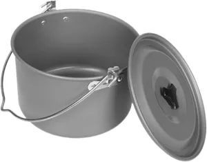 VICASKY Portable Camping Cooking Pot with Lid Lightweight Aluminum Hanging Cookware for Outdoor Cooking for People for Hiking Picnics and Bbqs
