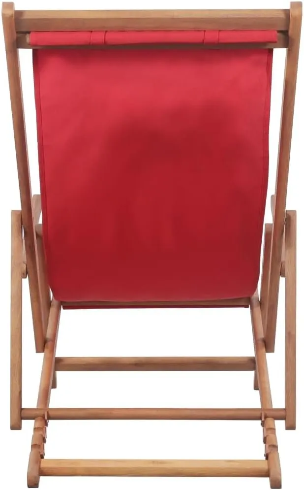 vidaXL Folding Beach Chair - Versatile and Durable Wood Frame with Weather Resistant Fabric - Adjustable and Portable - Perfect for Beach, Patio, Garden - Red