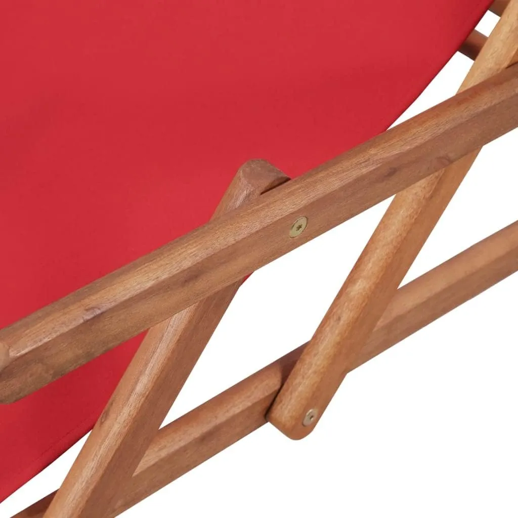 vidaXL Folding Beach Chair - Versatile and Durable Wood Frame with Weather Resistant Fabric - Adjustable and Portable - Perfect for Beach, Patio, Garden - Red