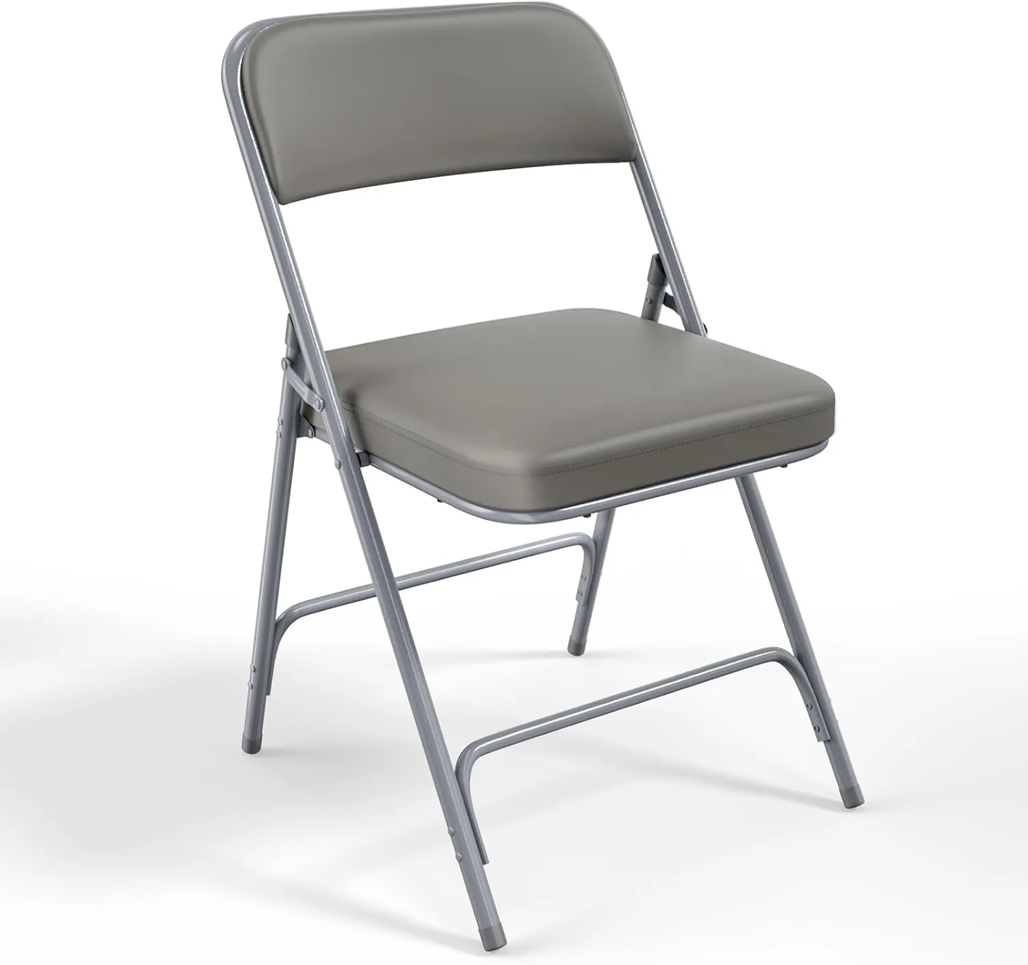 VINGLI Padded Folding Chairs with Comfortable Thick Padding and Steel Metal Frame, Portable, Storable Indoor/Outdoor Seating for Office Events, Wedding Party, Dining, PU, Gray, 1 Pack